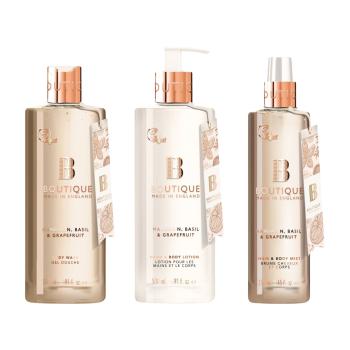 Set Boutique Mandarin, Basil & Grapefruit Bodywash & Shower Gel 500 ml + Hand & Body Lotion 500 ml + Hair & Body Mist 250 ml
