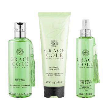 Set Grace Cole Grapefruit, Lime & Mint Bath & Shower Gel 300 ml + Hair & Body Mist 250 ml + Body Butter 225 g